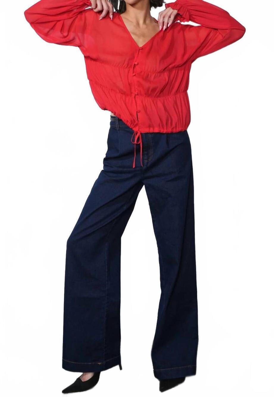 NEW GREYLIN lainey flowy button front blouse in red
